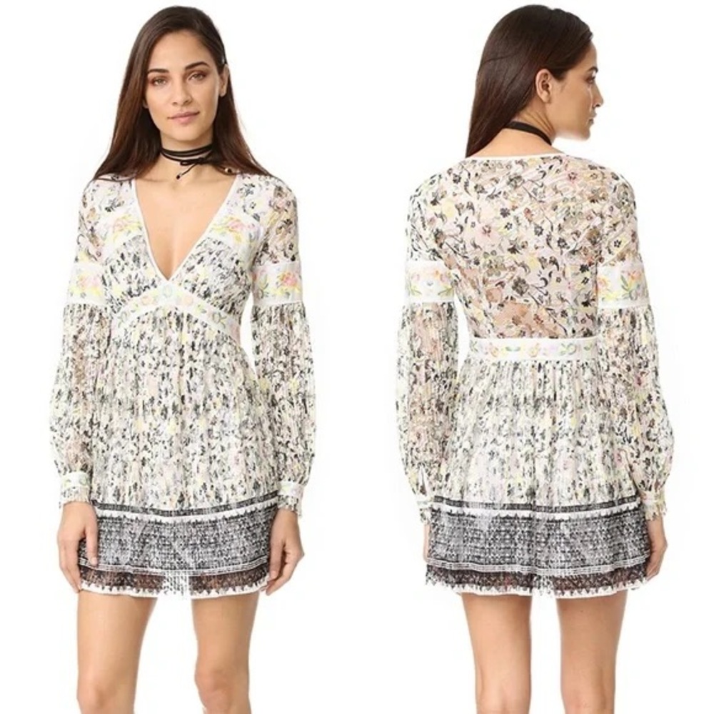 Free People • Cherry Blossom Mini Dress May Queen Pleated Lace Dress - Picture 2 of 15